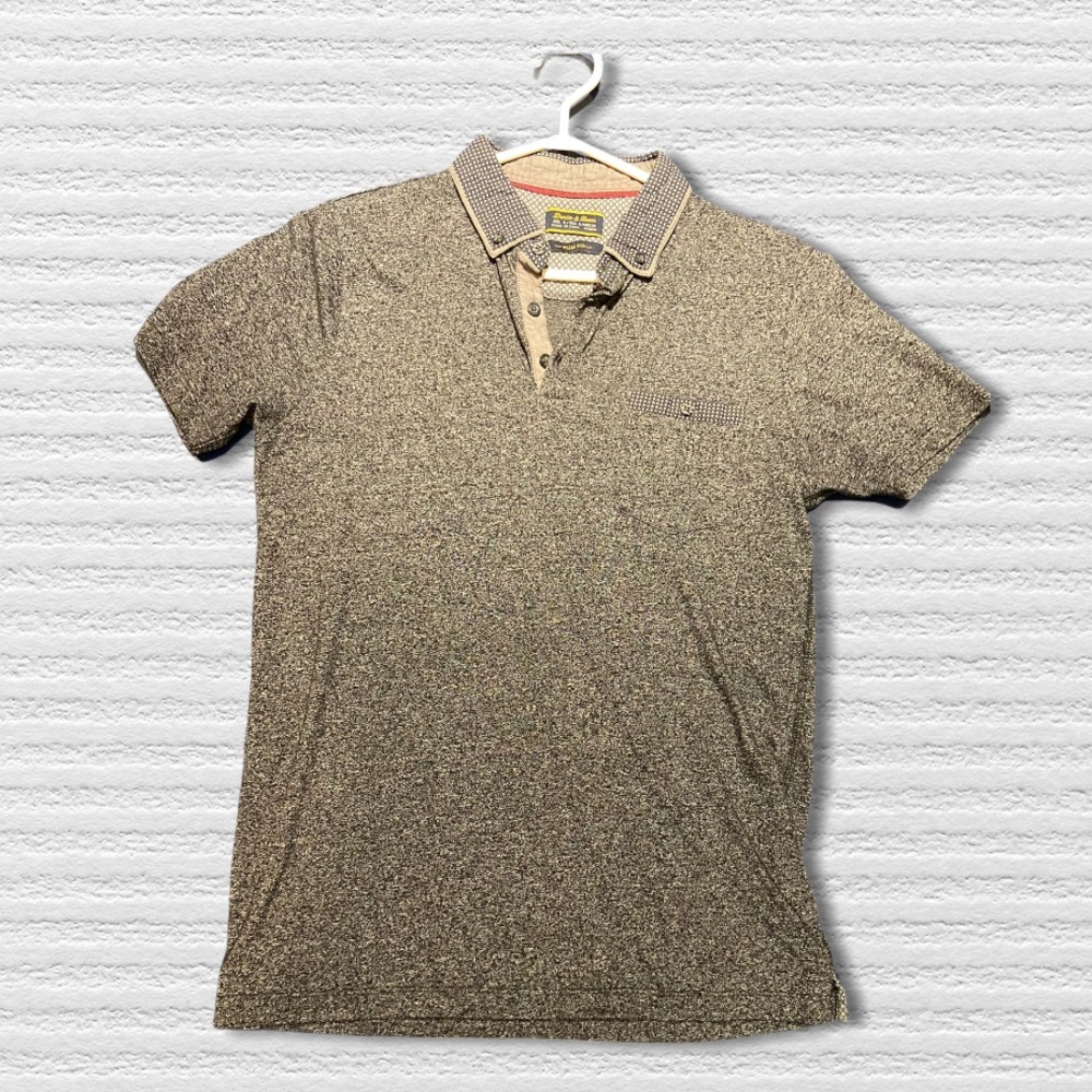DENIM & FLOWER speckled grey polo shirt